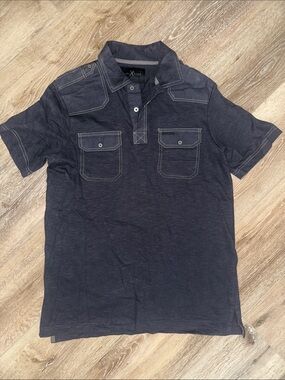 Marc Ecko Men's Dark Navy Polo with Dual Chest Pockets